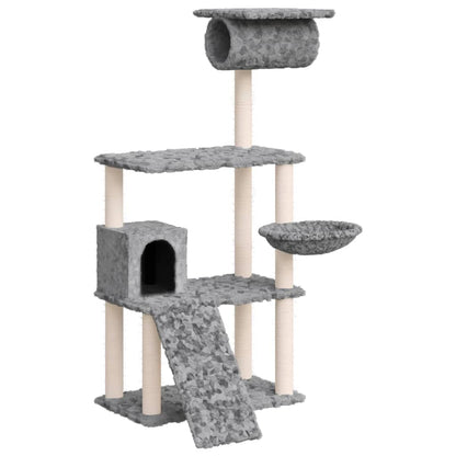 Cat Tree with Sisal Scratching Posts Light Grey 131 cm