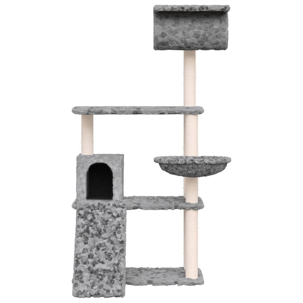 Cat Tree with Sisal Scratching Posts Light Grey 131 cm