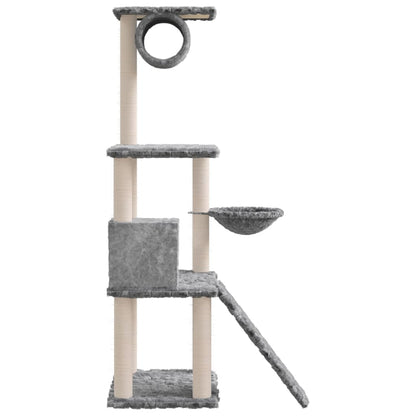 Cat Tree with Sisal Scratching Posts Light Grey 131 cm