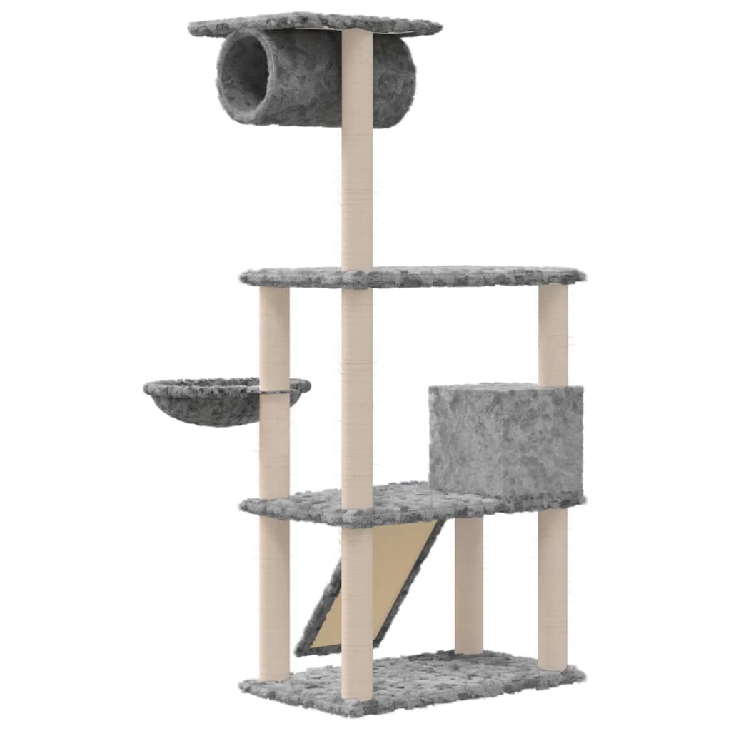 Cat Tree with Sisal Scratching Posts Light Grey 131 cm