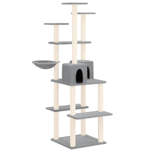 Cat Tree with Sisal Scratching Posts Light Grey 167 cm