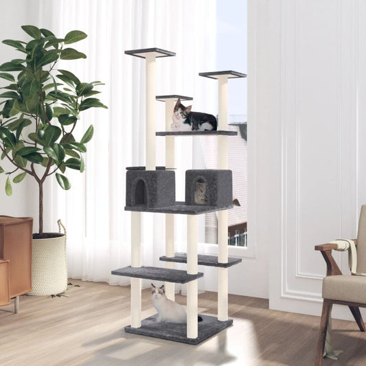 Cat Tree with Sisal Scratching Posts Dark Grey 167 cm