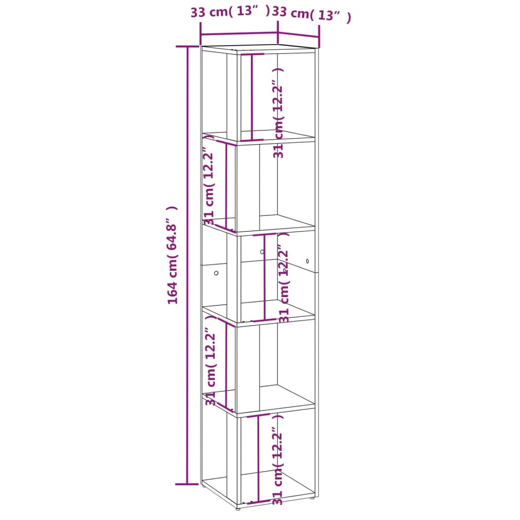 Corner Cabinet Smoked Oak 33x33x164,5 cm Engineered Wood