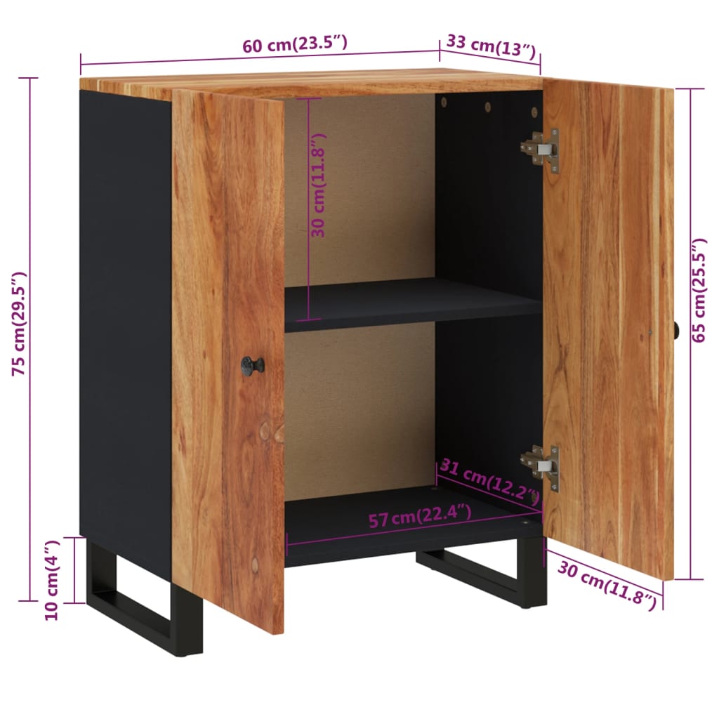Sideboard 60x33x75 cm Solid Wood Acacia