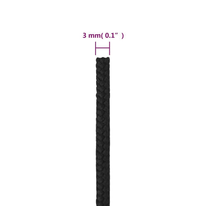 Boat Rope Full Black 3 mm 100 m Polypropylene