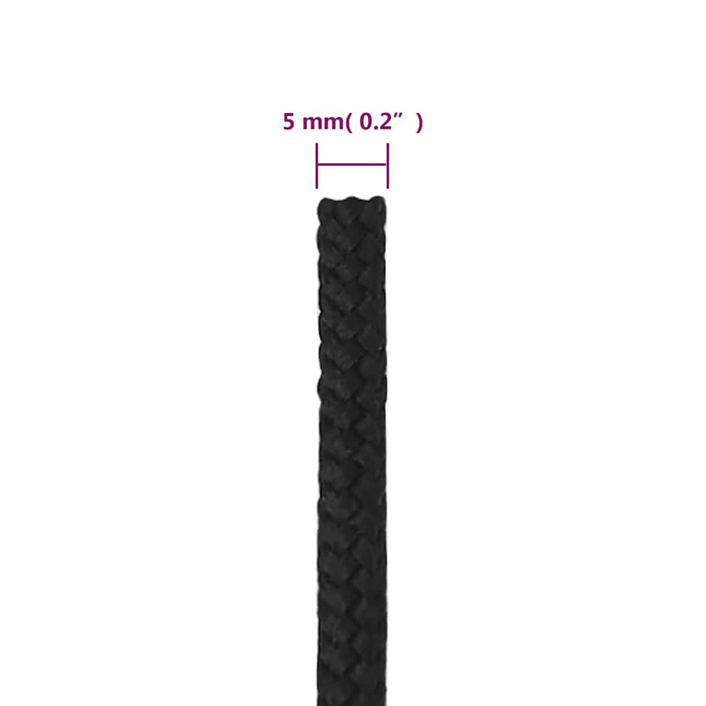 Boat Rope Full Black 5 mm 250 m Polypropylene