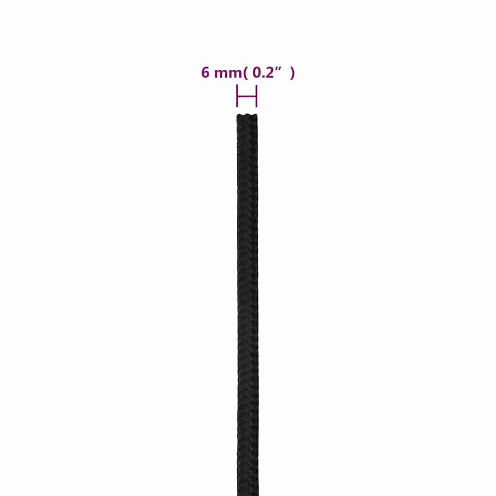 Boat Rope Full Black 6 mm 500 m Polypropylene
