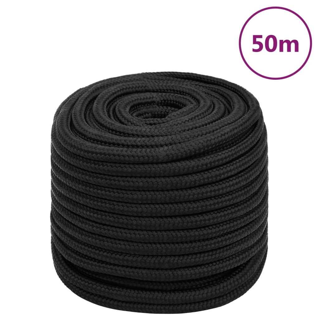 Boat Rope Full Black 16 mm 50 m Polypropylene