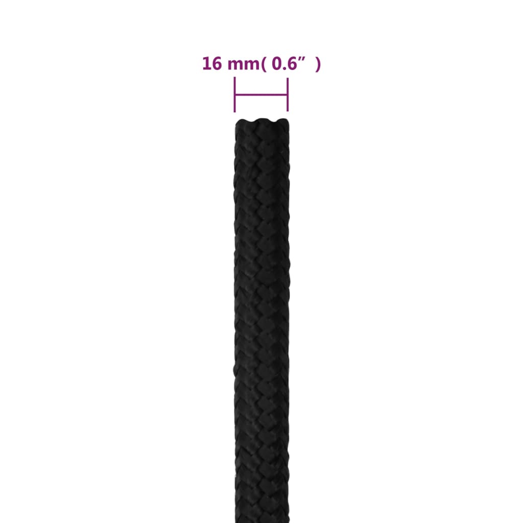 Boat Rope Full Black 16 mm 250 m Polypropylene