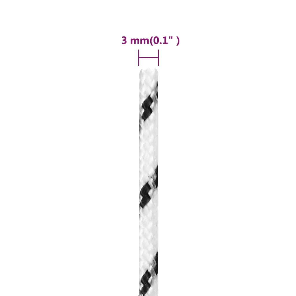 Braided Boat Rope White 3 mmx50 m Polyester