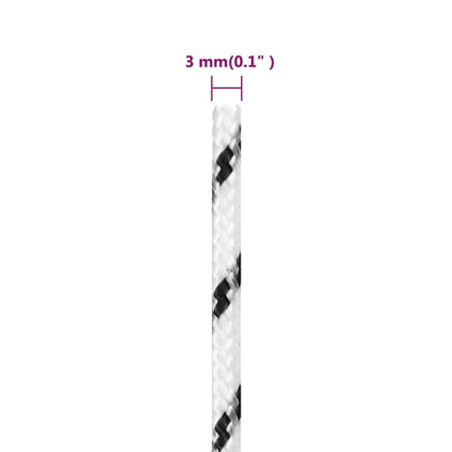 Braided Boat Rope White 3 mmx100 m Polyester