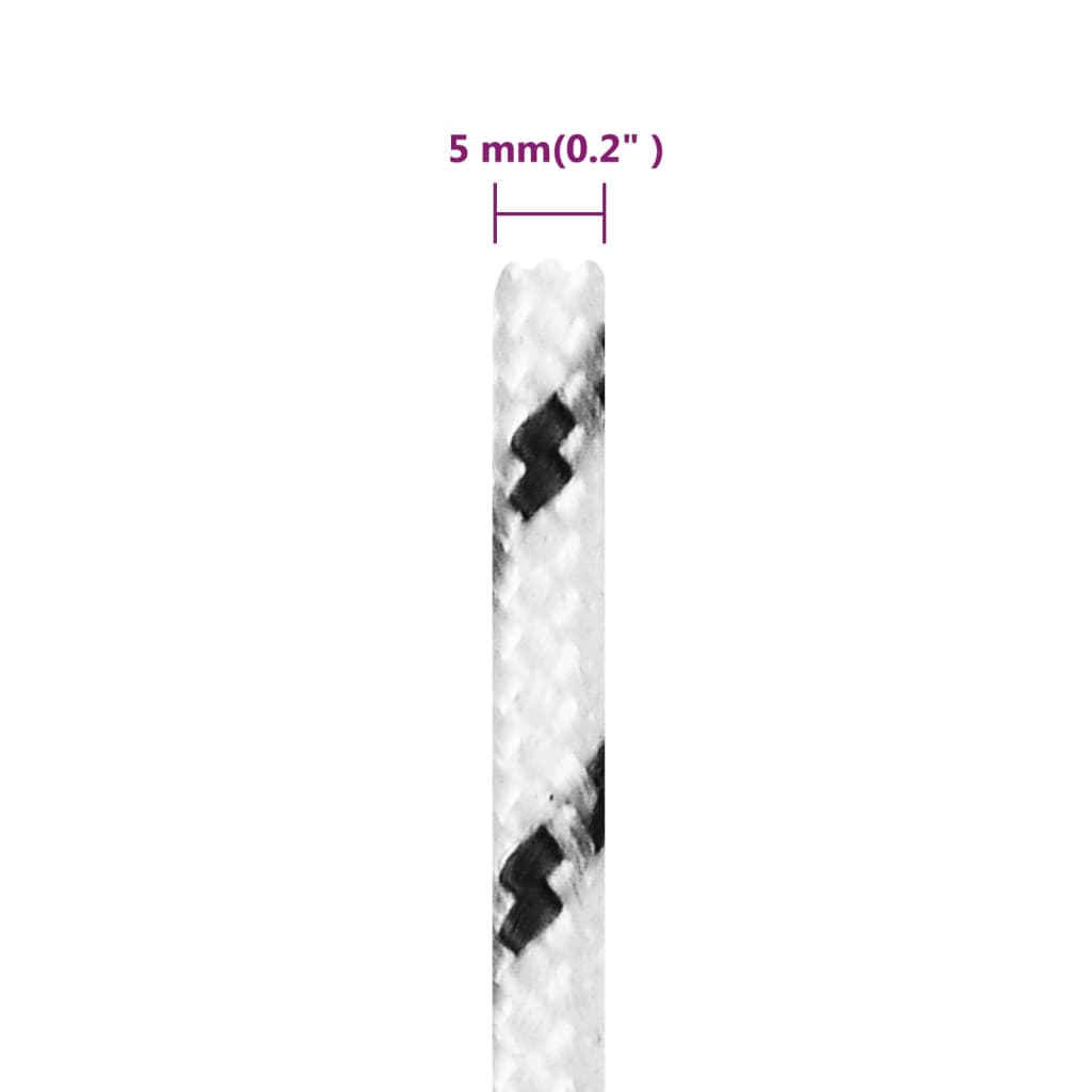 Braided Boat Rope White 5 mmx50 m Polyester