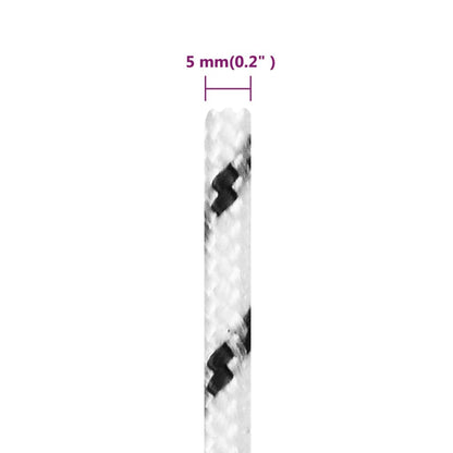 Braided Boat Rope White 5 mmx50 m Polyester