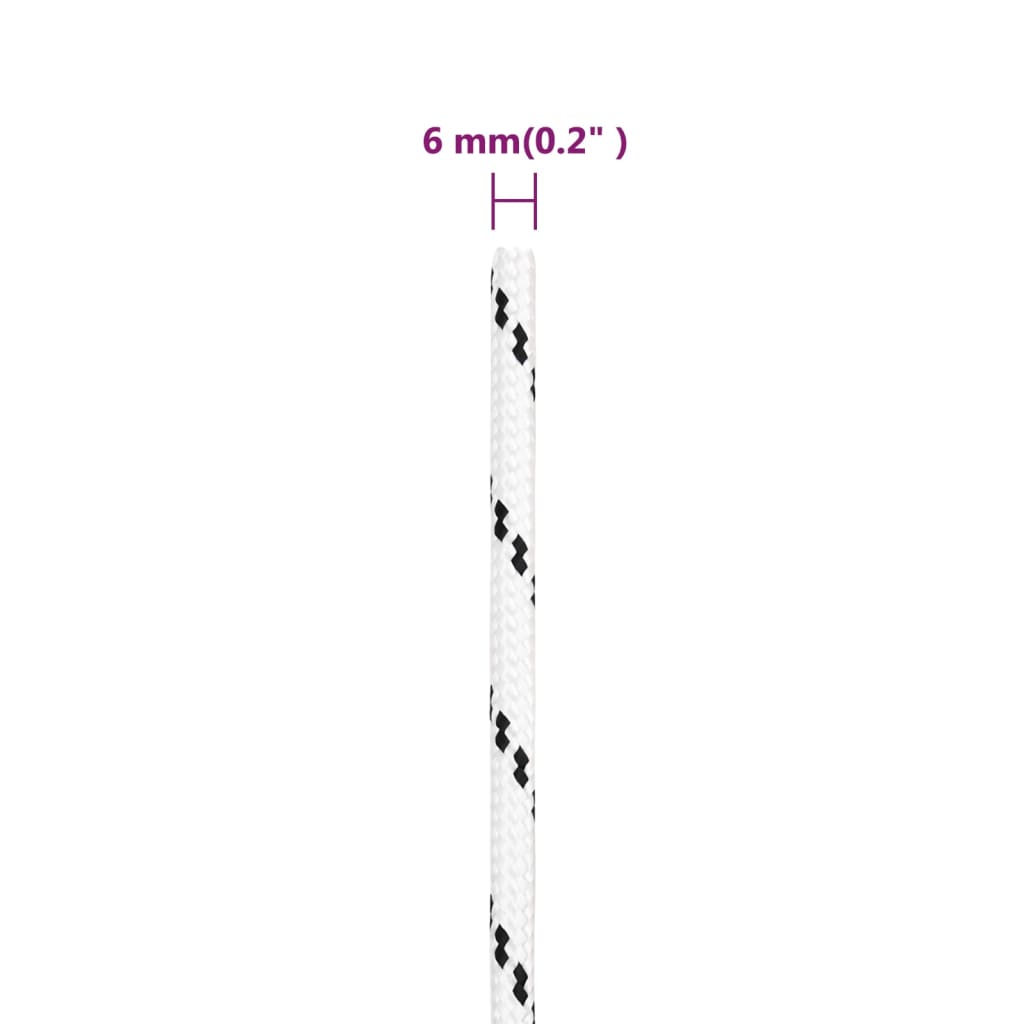 Braided Boat Rope White 6 mmx25 m Polyester