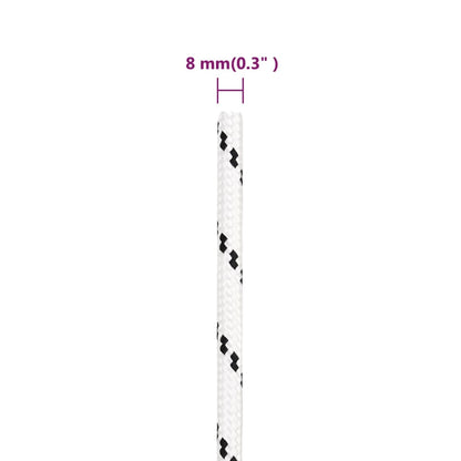 Braided Boat Rope White 8 mmx25 m Polyester