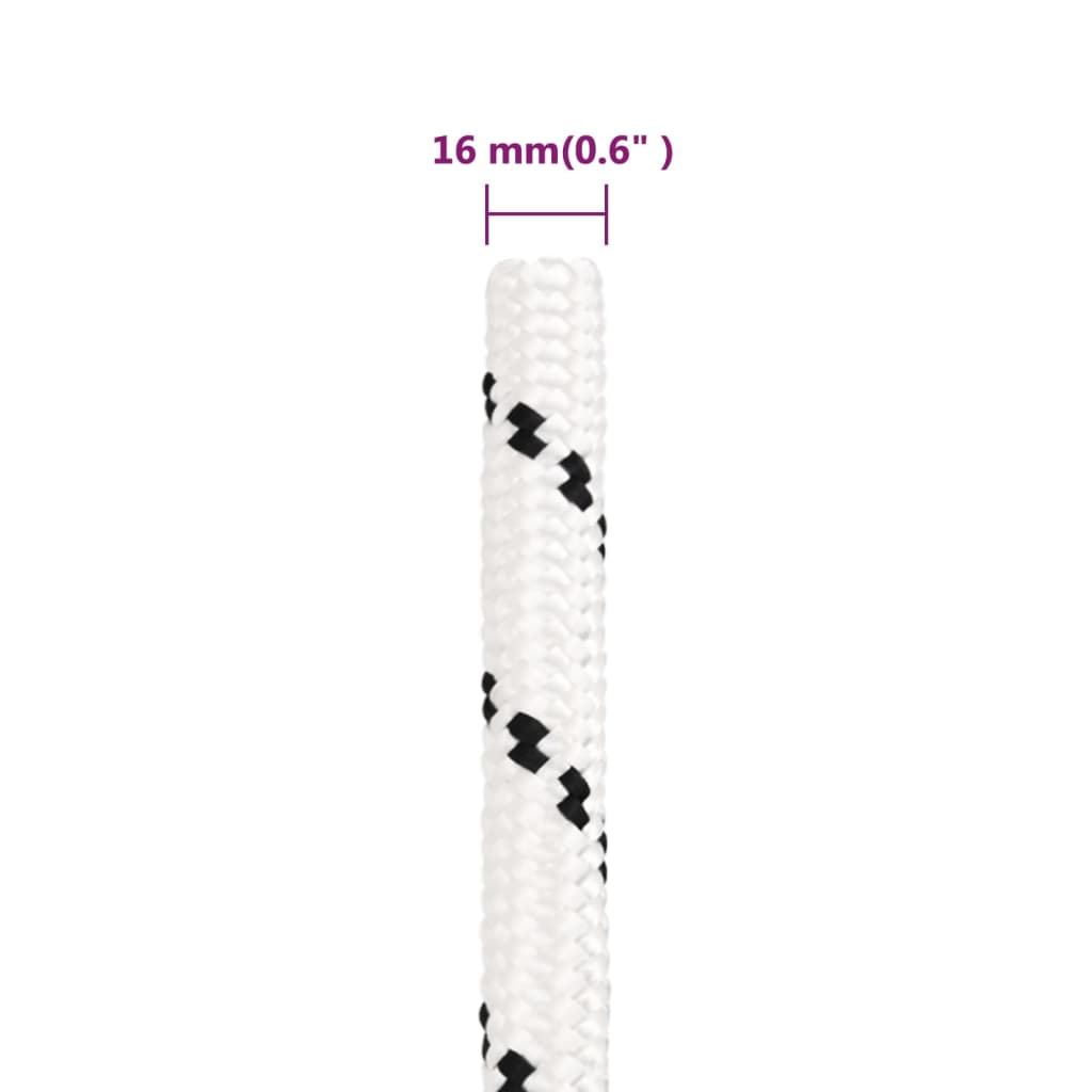 Braided Boat Rope White 16 mmx25 m Polyester