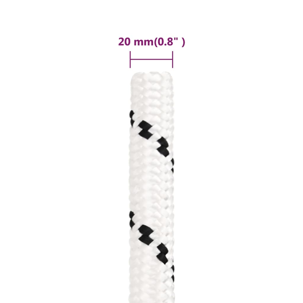 Braided Boat Rope White 20 mmx100 m Polyester