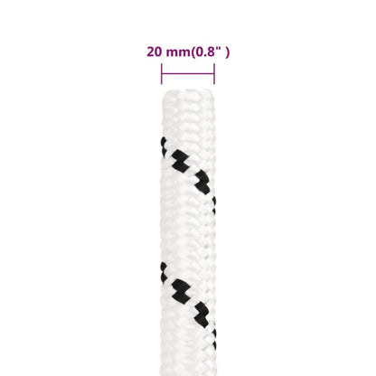 Braided Boat Rope White 20 mmx100 m Polyester