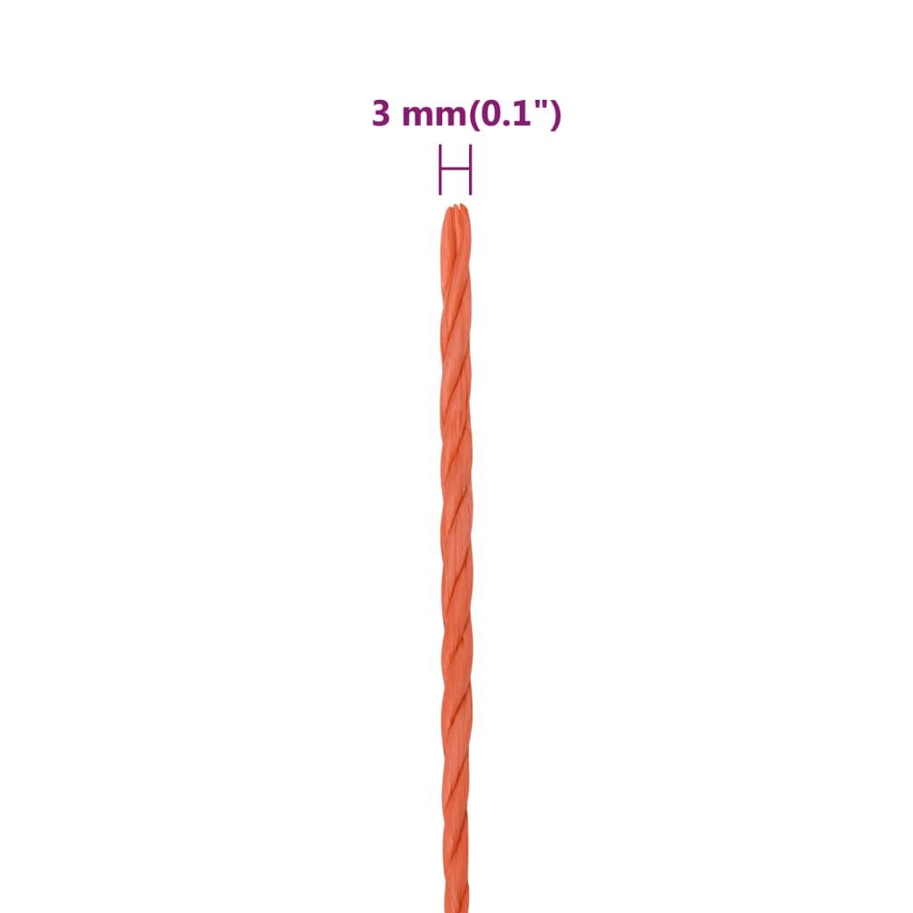 Work Rope Orange 3 mm 100 m Polypropylene