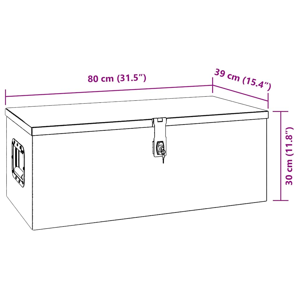 Storage Box Black 80x39x30 cm Aluminium
