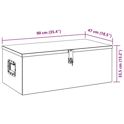 Storage Box Silver 90x47x33.5 cm Aluminium