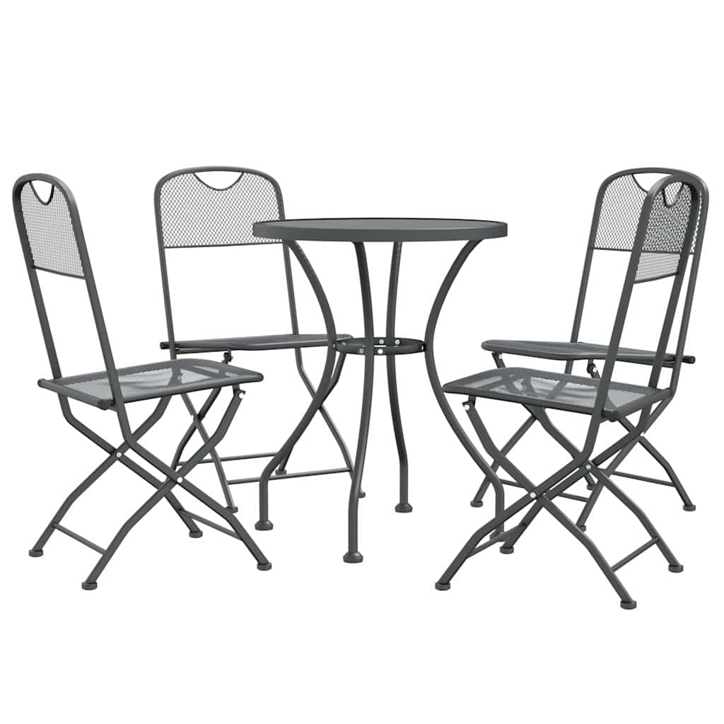 5 Piece Garden Dining Set Expanded Metal Mesh Anthracite