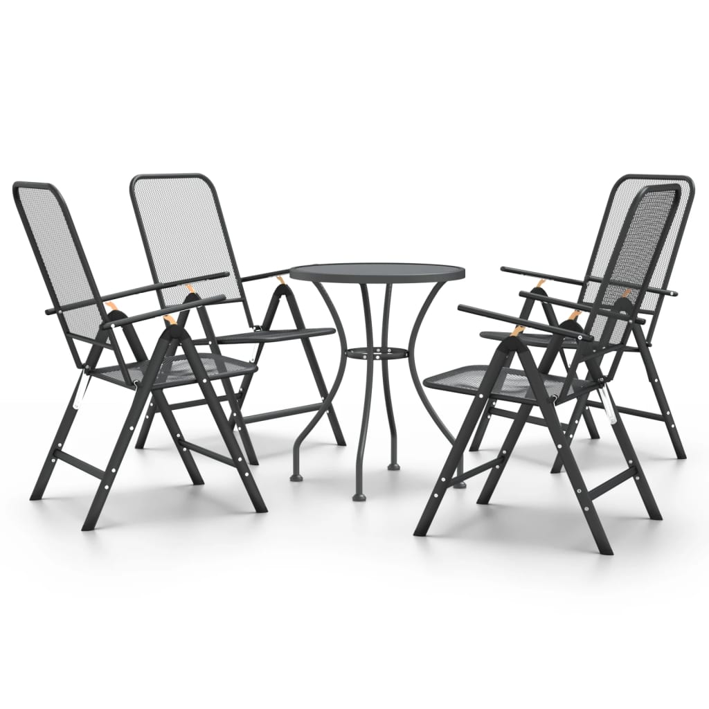 Garden Dining Set | Anthracite | Expanded metal mesh | Compact | Foldable