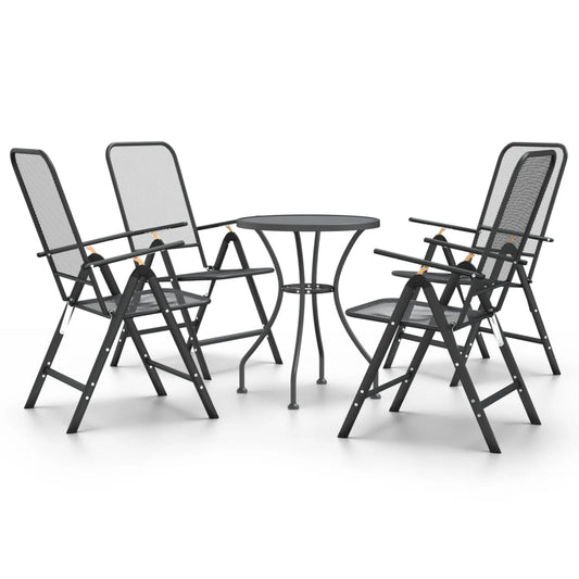 Garden Dining Set | Anthracite | Expanded metal mesh | Compact | Foldable