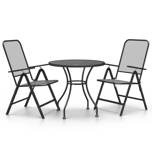 3 Piece Garden Dining Set Expanded Metal Mesh Anthracite