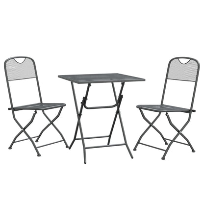 3 Piece Garden Dining Set Expanded Metal Mesh Anthracite