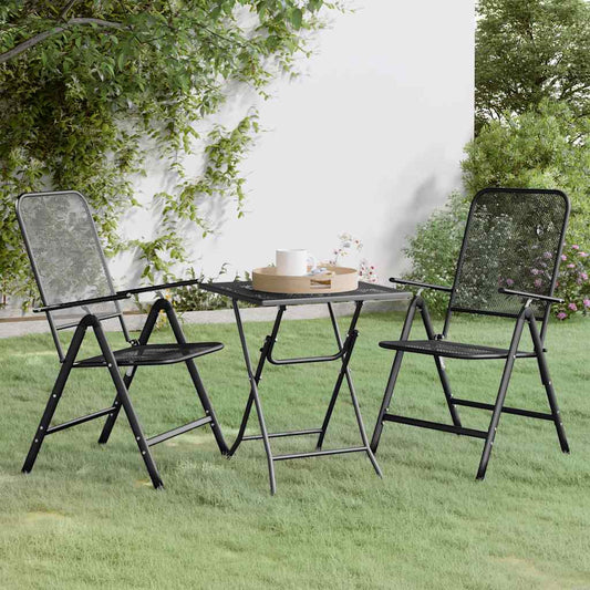 3 Piece Garden Dining Set Expanded Metal Mesh Anthracite