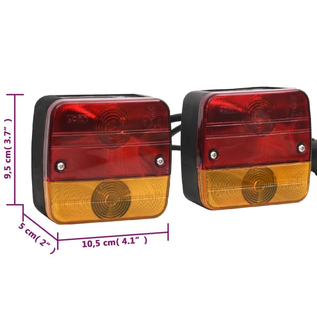 Trailer Lights 2 pcs Red 10.5x5x9.5 cm 12V Classic Bulb