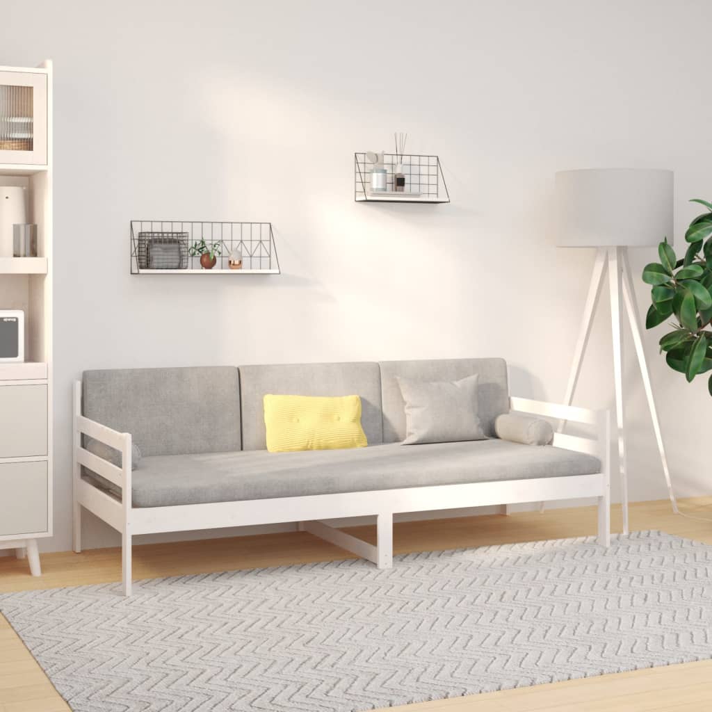 Day Bed without Mattress White 90x190cm Solid Wood Pine