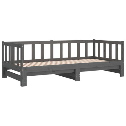 Day Bed | Grey | Solid pinewood | 2x |  Pull-Out  | Day Bed | Rectangular
