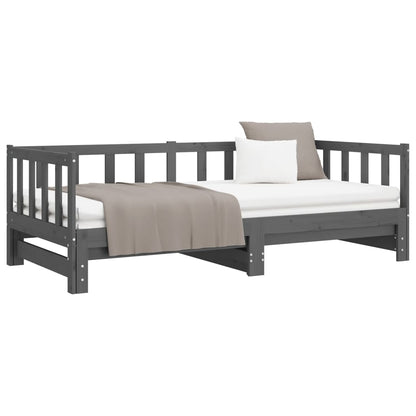 Day Bed | Grey | Solid pinewood | 2x |  Pull-Out  | Day Bed | Rectangular