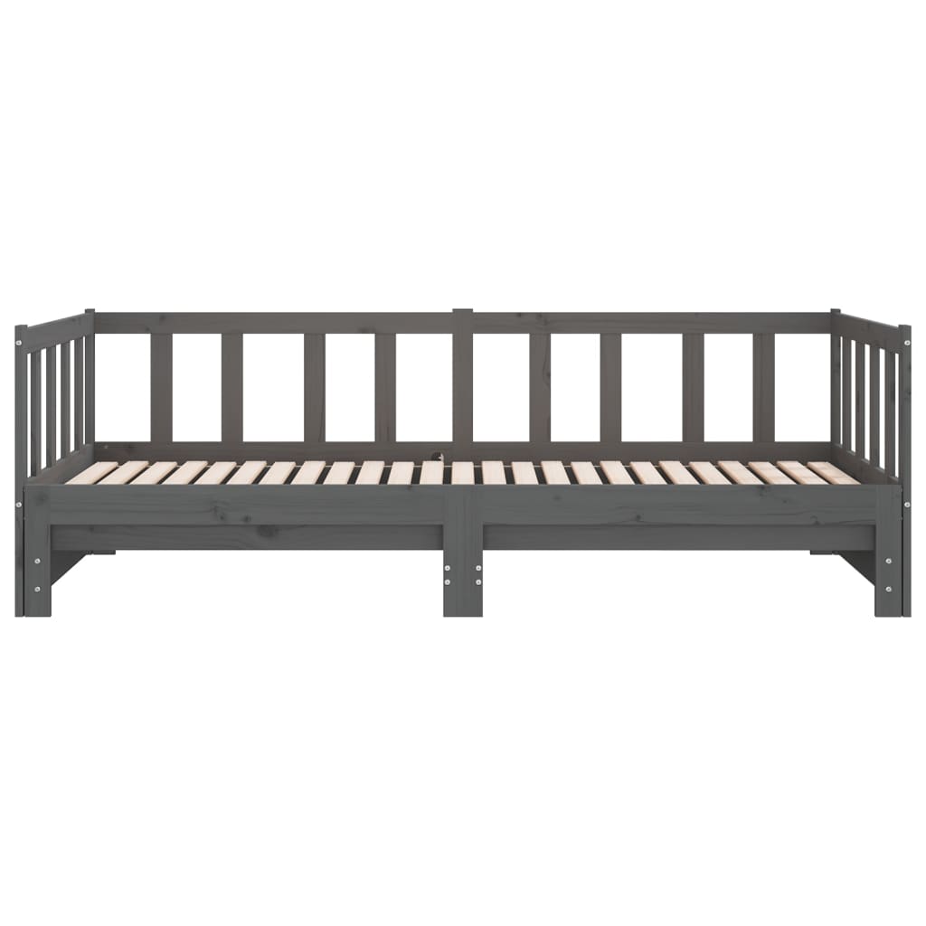 Day Bed | Grey | Solid pinewood | 2x |  Pull-Out  | Day Bed | Rectangular