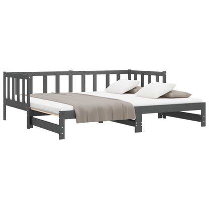 Day Bed | Grey | Solid pinewood | 2x |  Pull-Out  | Day Bed | Rectangular