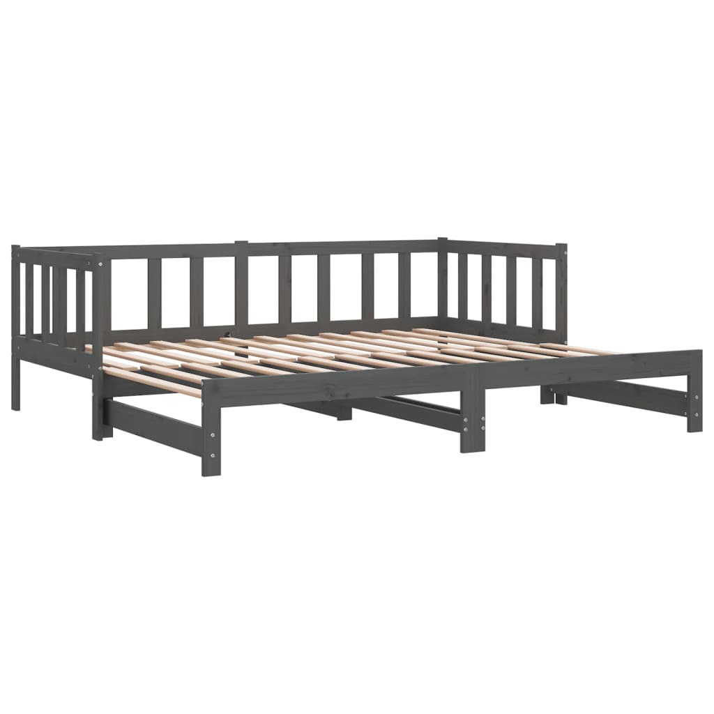 Day Bed | Grey | Solid pinewood | 2x |  Pull-Out  | Day Bed | Rectangular