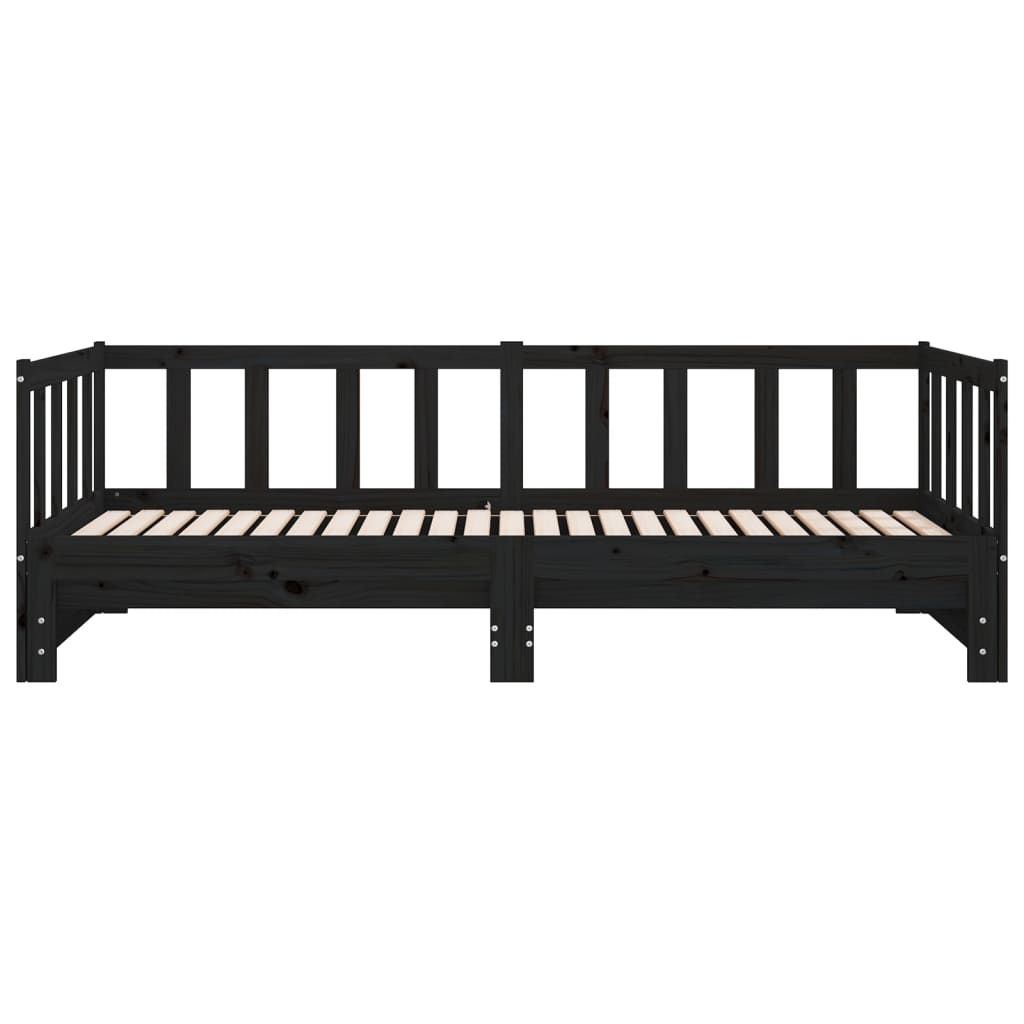 Day Bed | Black | Solid Pine Wood | Double | Pull-Out | Rectangular