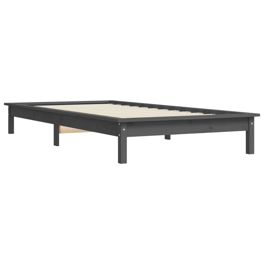 Bed Frame | Grey | Solid Pine Wood | Single | Durable | Bed Frame