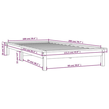 Bed Frame | Grey | Solid Pine Wood | Single | Durable | Bed Frame
