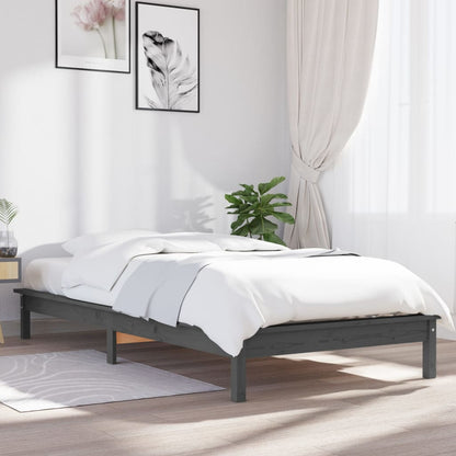 Bed Frame | Grey | Solid Pine Wood | Single | Durable | Bed Frame