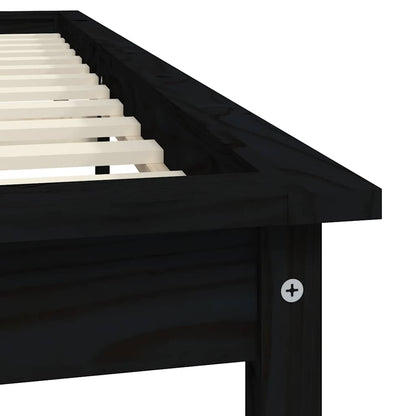 Bed Frame | Black | Solid Pine Wood | 120x200 cm |  Durable  | Bed Frame