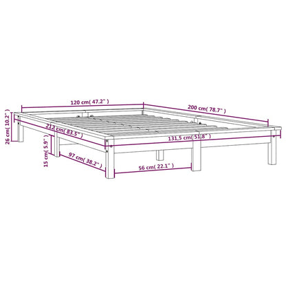 Bed Frame | Black | Solid Pine Wood | 120x200 cm |  Durable  | Bed Frame