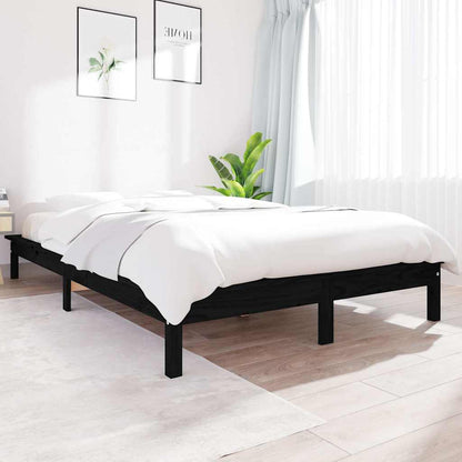 Bed Frame | Black | Solid Pine Wood | 120x200 cm |  Durable  | Bed Frame