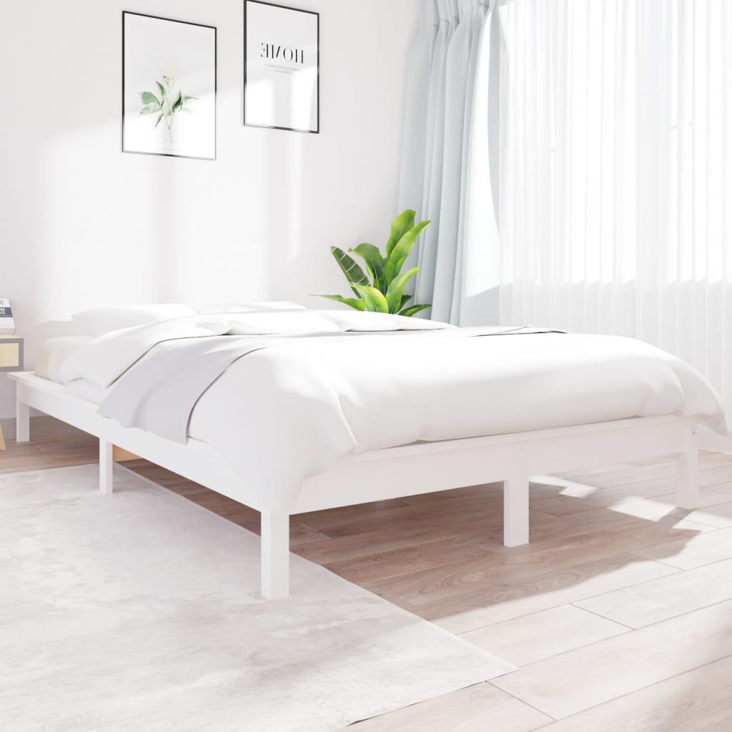 Bed Frame | White | Solid Pine Wood | Super King | Bed Frame