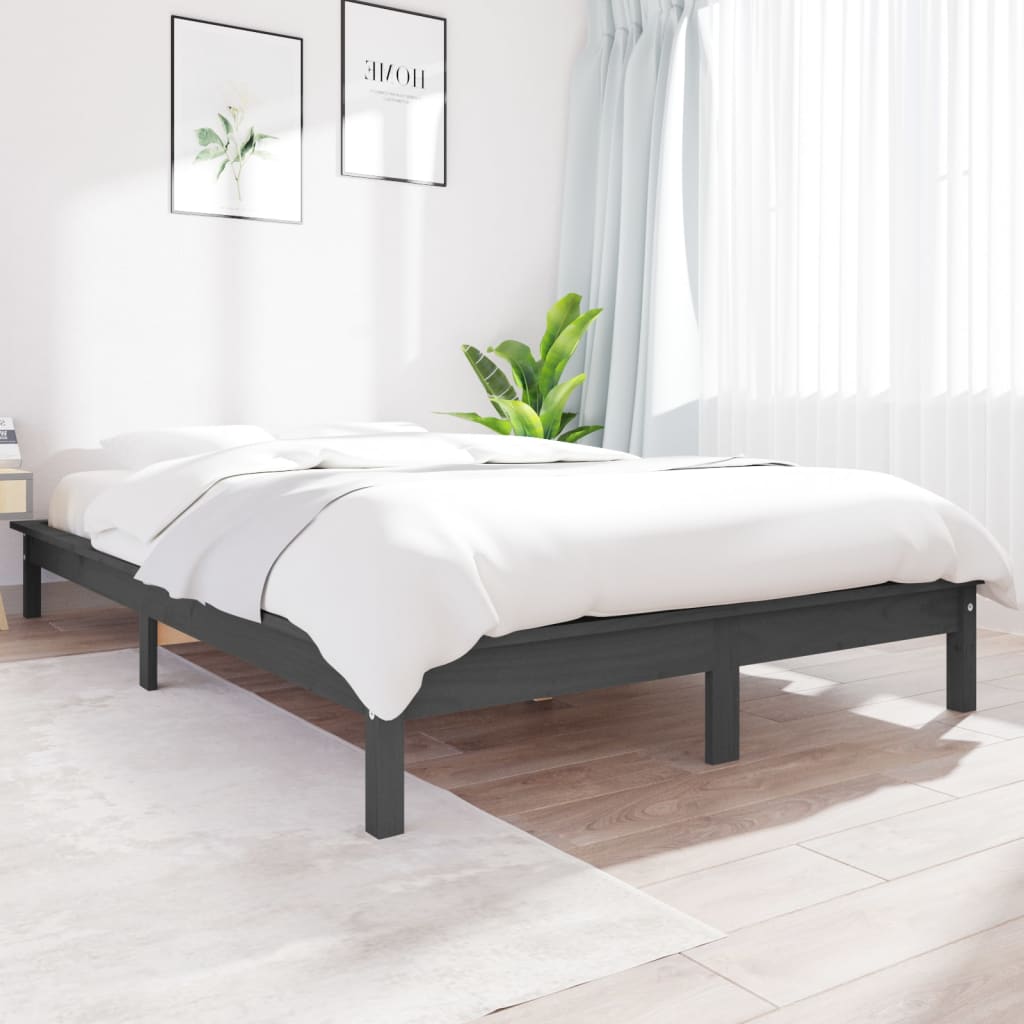 Bed Frame | Grey | Solid pine wood | d | Durable | Bed Frame