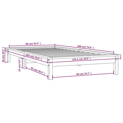 Bed Frame without Mattress Honey Brown Single Solid Wood