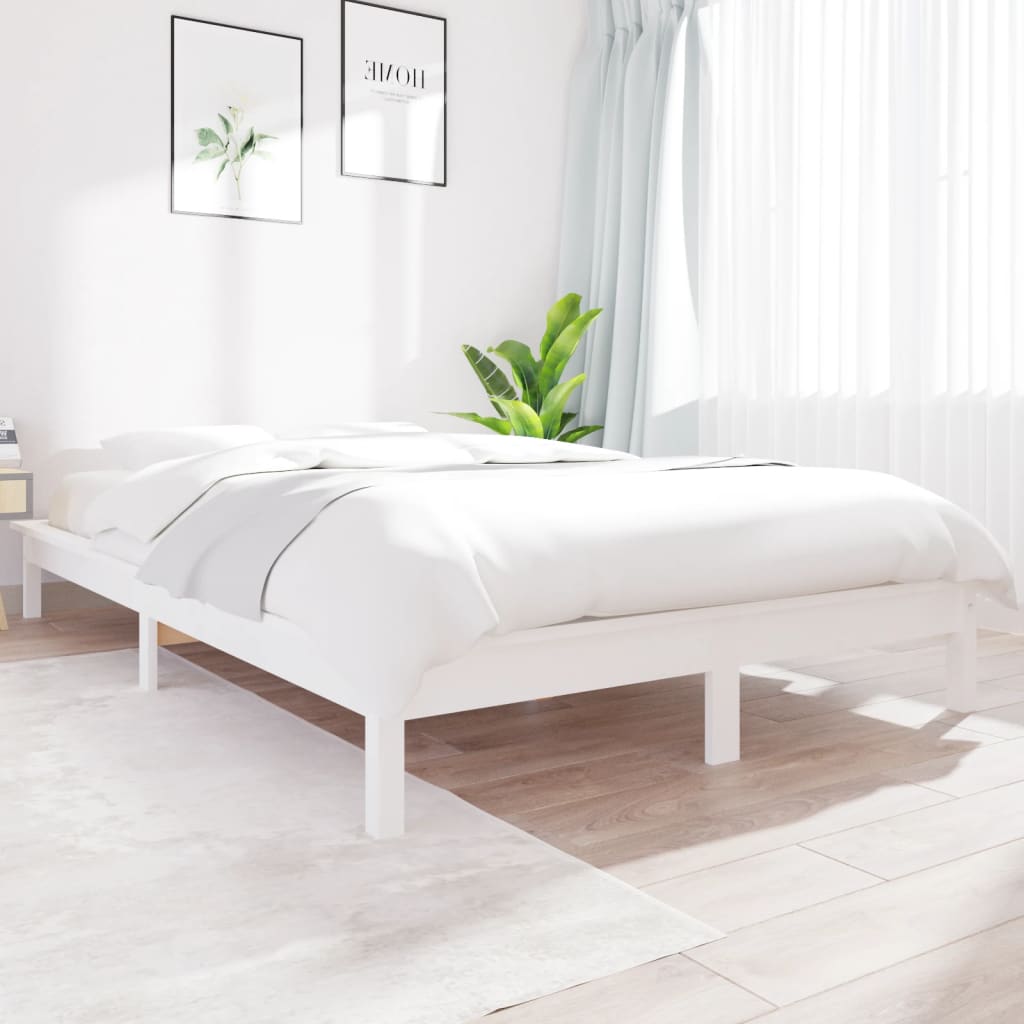 Bed Frame | White | Solid Pine Wood | Double | Durable | Bed Frame