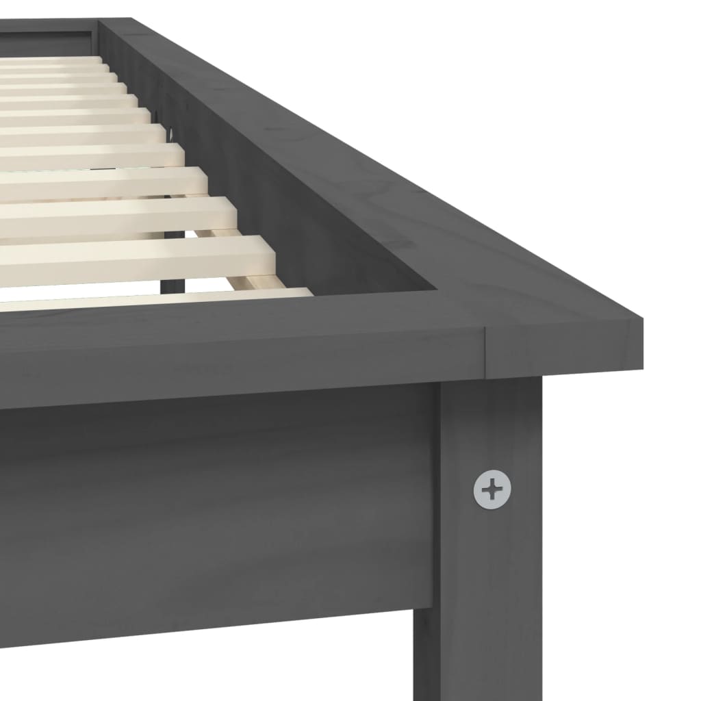 Bed Frame without Mattress Grey 140x190 cm Solid Wood Pine